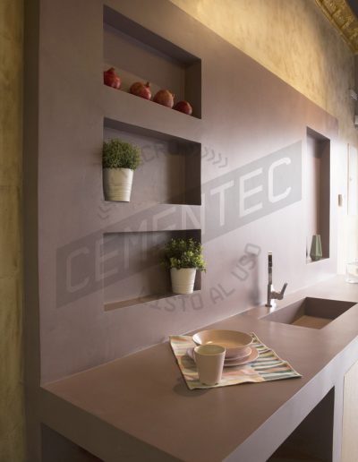 indoor furniture cladding made with ready-to-use microcement