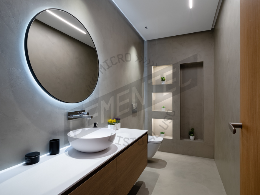 example of how to apply ready-to-use microcement in a bathroom by cementec