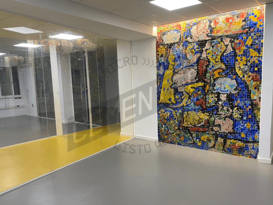 Office with cementec coloured microcement.