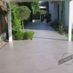 Microcement on outdoor terrace in rectangular shape applied by Cementec.