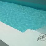 Plano detalle de una de las piscinas de microcemento blanco realizadas con Cementec.