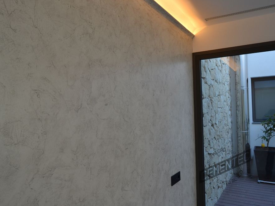 Cementec Vintage microcement texture on a residential wall.