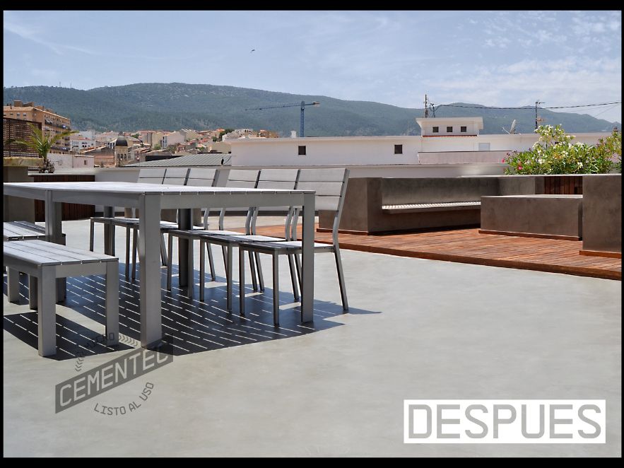 Terraza después de solucionar desperfectos y aplicar revestimiento Cementec.